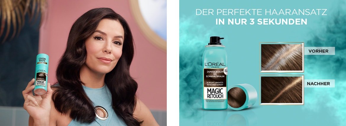 Eva Longoria mit dem Magic Retouch Ansatz-Kaschierspray